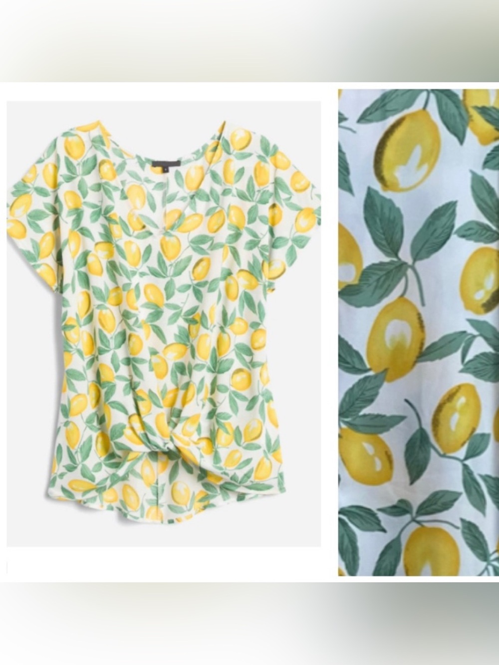 NWT West Kei Allura Twist Front Lemon Print Blouse